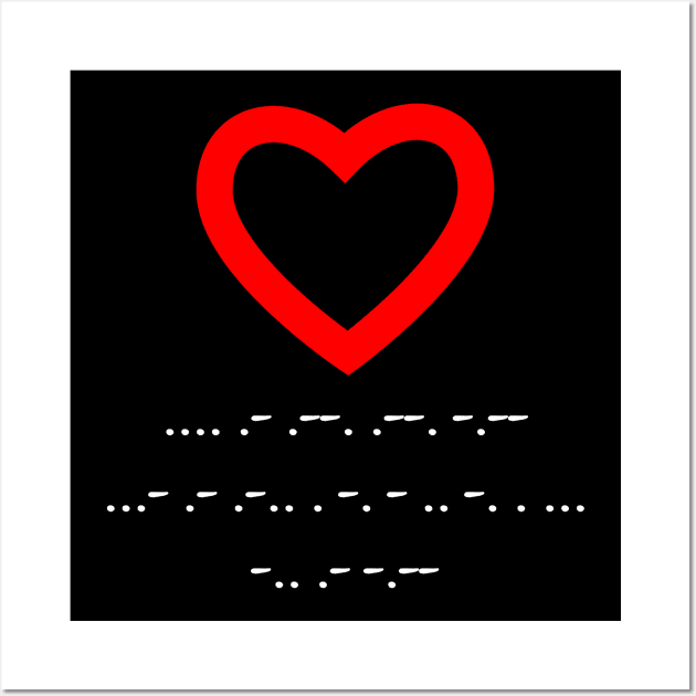 Morse Code Happy Valentines Day and Love Heart Wall Art by teeshirtmarket